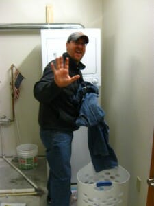 Chris doing his laundry