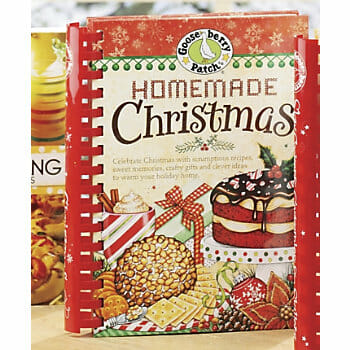 Homemade Christmas, a cookbook by Gooseberry Patch, with drawings of snacks and desserts.