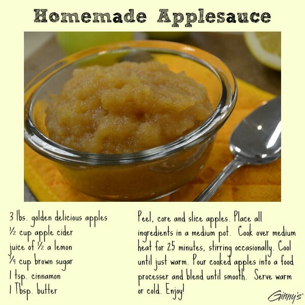 Ginny's Homemade Applesauce - Recipe - A clear bowl of applesauce with a spoon nearby.