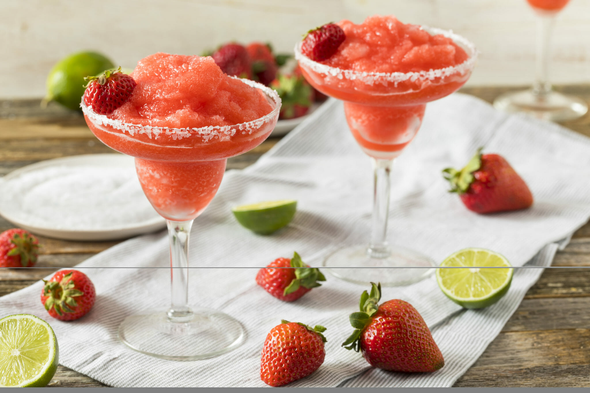 Homemade Red Frozen Strawberry Margarita in a Glass